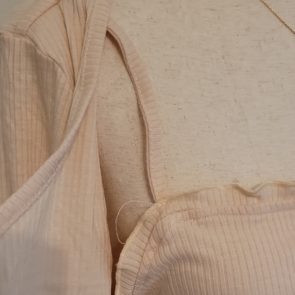 BP Cream Button Crop with Tank - Picture 3 of 3